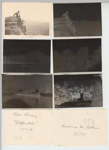 (F10415) 7x Orig. Foto + Negative, Paar in der Sächsischen Schweiz, Hochzeitsre