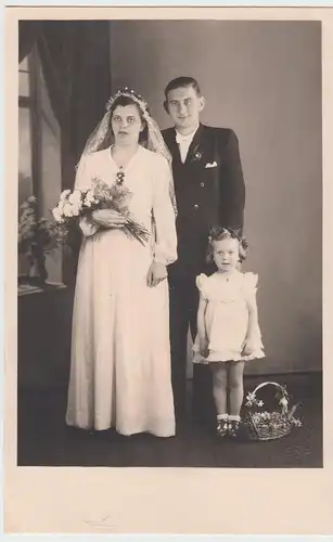 (F10411) Orig. Foto Hochzeit, Hochzeitspaar 1950