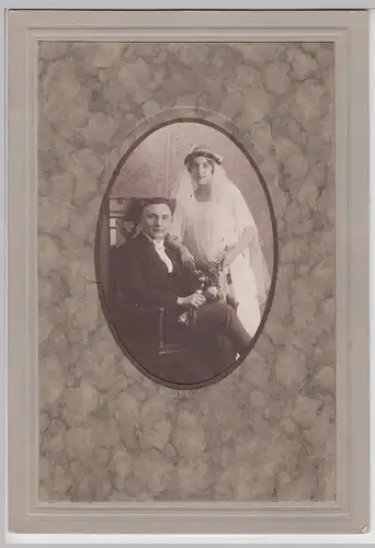 (F10403) Orig. Foto Hochzeit, Hochzeitspaar im Oval 1930er