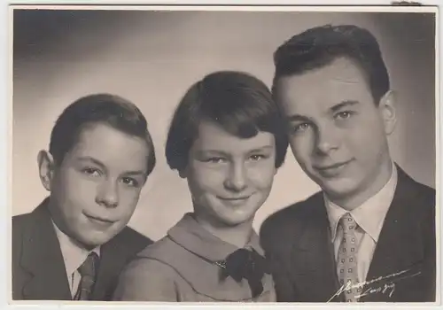 (F10222) Orig. Foto Porträt junge Personen, Atelier Leipzig vor 1945