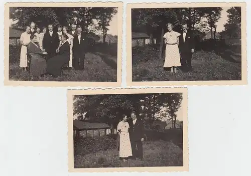 (F10146) 3x Orig. Foto Paar, Personen im Garten nach 1945