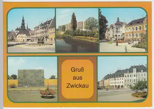 (99350) AK Zwickau, Mehrbildkarte, 1986