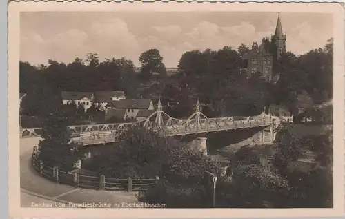 (81645) Foto AK Zwickau i.Sa., Paradiesbrücke m. Ebertschlößchen, 1941