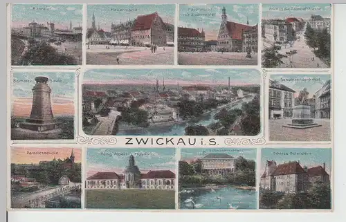 (112842) AK Zwickau i.Sa., Mehrbildkarte 1910/20er