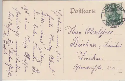 (104796) AK Zwickau i.Sa., Kaiserl. Postamt mit Albertplatz, 1914