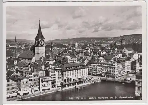 (6076) Foto AK Zürich, Wühre, Weinplatz, St. Peterskirche