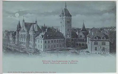 (33059) AK Zürich, Landesmuseum, Mondscheinkarte, vor 1905