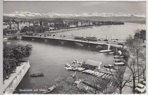 (14676) Foto AK Zürich, Kaibrücke, Utoquai, nach 1945