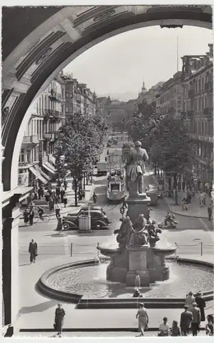(14626) Foto AK Zürich, Bahnhofstr., Alfred Escher Denkmal, nach 1945