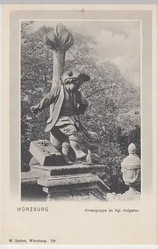 (95992) AK Würzburg, Kindergruppe im kgl. Hofgarten, 1910