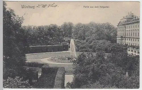 (30870) AK Würzburg, Partie aus dem Hofgarten, 1905