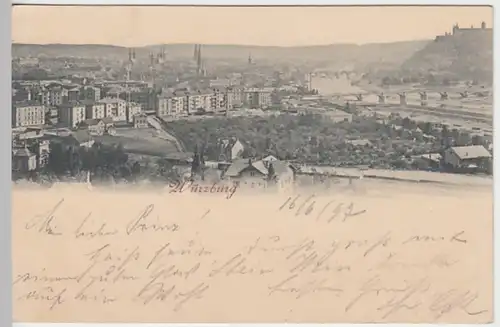 (29080) AK Würzburg, Panorama, Bahnpost 1897