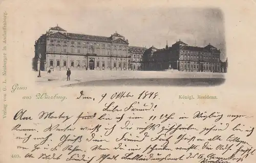 (107755) AK Gruß aus Würzburg, Residenz 1898