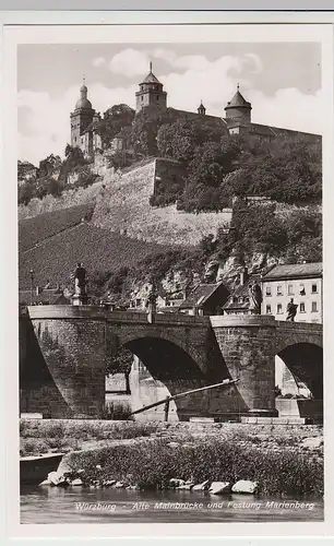 (107063) Foto AK Würzburg, Festung Marienberg, Alte Mainbrücke