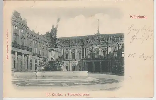(105680) AK Würzburg, Kgl. Residenz und Franconiabrunnen, 1898