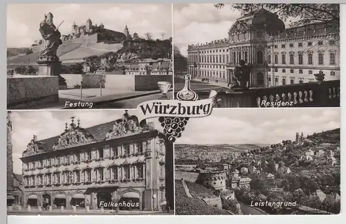 (101350) Foto AK Würzburg, Falkenhaus, Leistengrund, Residenz, Festung Marienber