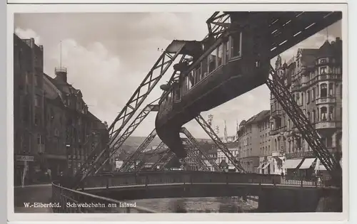 (95344) Foto AK Wuppertal Elberfeld, Schwebebahn am Island, 1933