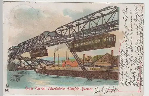 (76662) AK Gruss von der Schwebebahn Elberfeld-Barmen, Litho um 1900