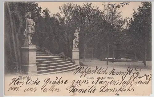 (114595) AK Elberfeld, Wuppertal, Aufgang zur neuen Hardt 1908