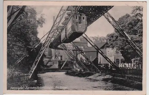 (114588) AK Wuppertal, Barmen, Schwebebahn, Am Brögel, vor 1945