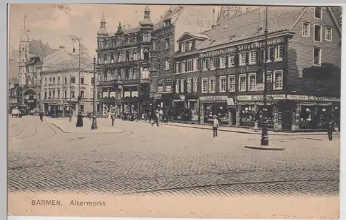 (114586) AK Wuppertal, Barmen, Alter Markt, Norddeutscher Lloyd Bremen 1908