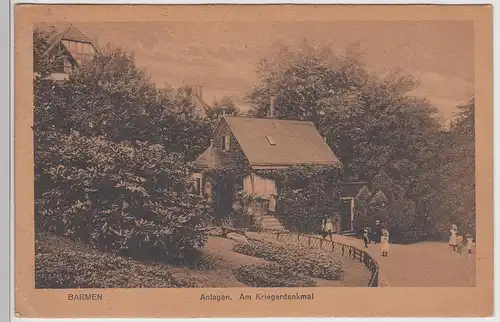 (114563) AK Wuppertal, Barmen, Anlagen am Kriegerdenkmal 1925