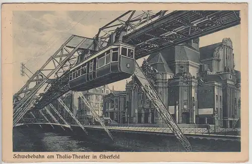 (114561) AK Elberfeld, Wuppertal, Schwebebahn, Thalia Theater 1925