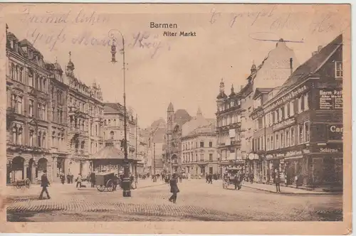 (114539) AK Wuppertal, Barmen, Alter Markt, Geschäfte 1924