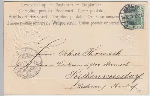 (113683) AK Barmen, Wuppertal, Ruhmeshalle, Prägekarte, Golddruck 1902