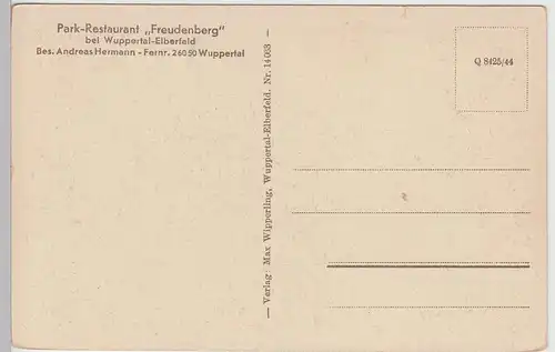 (112995) AK Wuppertal Elberfeld, Park-Restaurant Freudenberg 1920/30er