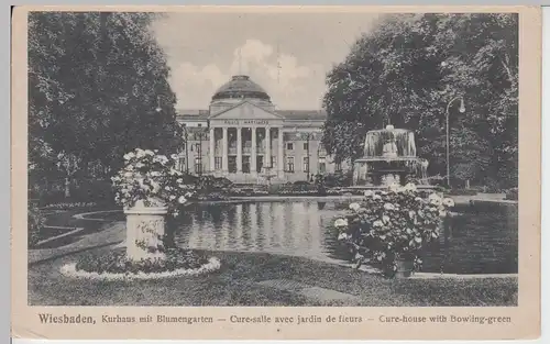 (97678) AK Wiesbaden, Kurhaus, Blumengarten, vor 1945