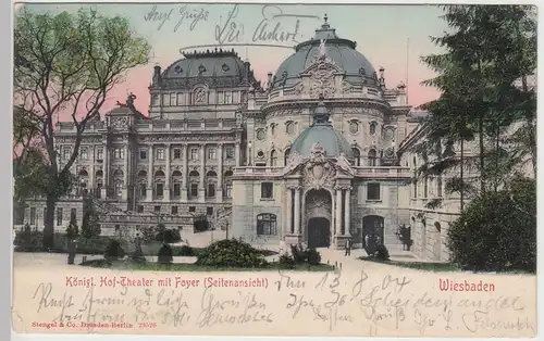 (94830) AK Wiesbaden, Kgl. Hoftheater mit Foyer, 1904