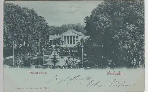 (94824) AK Wiesbaden, Kurhaus-Anlagen, Mondscheinkarte 1898