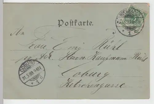 (94823) AK Wiesbaden, Theater, Mondscheinkarte 1899