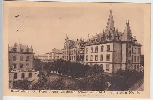 (91451) AK Wiesbaden, Krankenhaus vom Roten Kreuz 1928