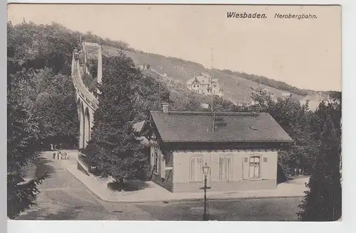 (91448) AK Wiesbaden, Nerobergbahn, Talstation, vor 1945