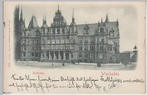 (87991) AK Wiesbaden, Rathaus, geprägte Reliefkarte, 1902