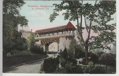 (78279) AK Wiesbaden, Heidenmauer mit römisch. Tor, 1912