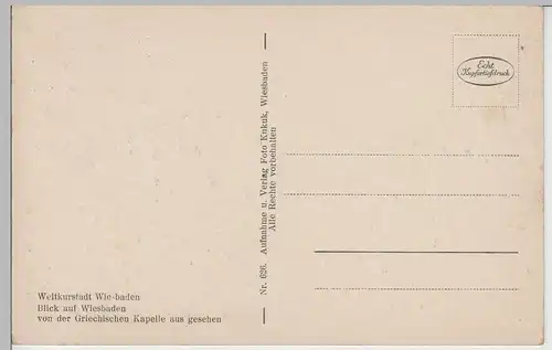 (74048) AK Wiesbaden, Totalansicht von der Griechischen Kapelle, vor 1945