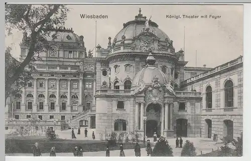 (68177) AK Wiesbaden, Königl. Theater mit Foyer, vor 1920