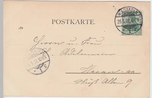 (62765) AK Gruss aus Wiesbaden, Curhaus Gartenseite 1902