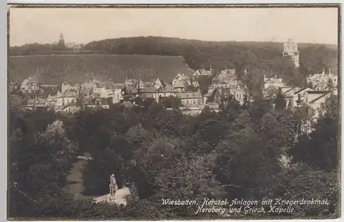 (38881) Foto AK Wiesbaden, Nerotal-Anlagen mit Kriegerdenkmal 1923