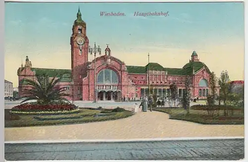 (31079) AK Wiesbaden, Hauptbahnhof, vor 1945