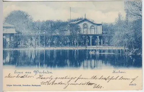 (15369) AK Gruß aus Wiesbaden, Kurhaus 1900