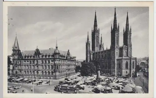 (14597) AK Wiesbaden, Marktplatz 1954