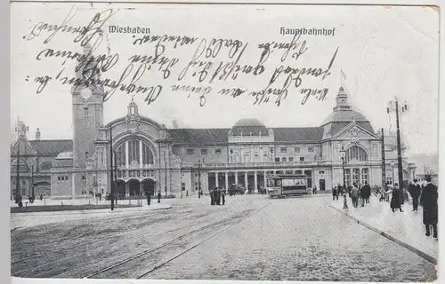 (115147) AK Wiesbaden, Hauptbahnhof 1908