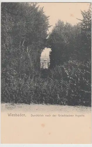 (113445) AK Wiesbaden, Blick zur Griechischen Kapelle, bis 1905