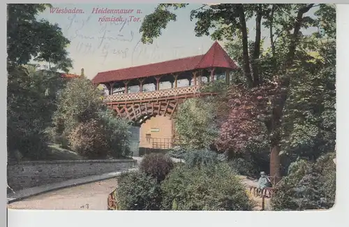 (112064) AK Wiesbaden, Heidenmauer, Römisches Tor 1913