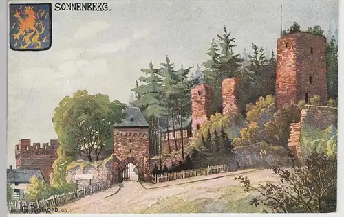 (108861) Künstler AK Gg. Rothgeb, Burg Sonnenberg, Wiesbaden, um 1906