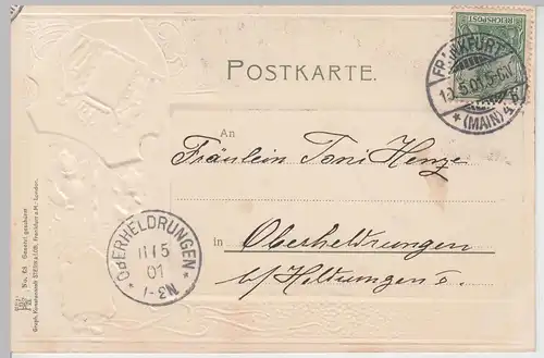 (108823) AK Wiesbaden, Kochbrunnen, Wappen, Prägekarte 1901